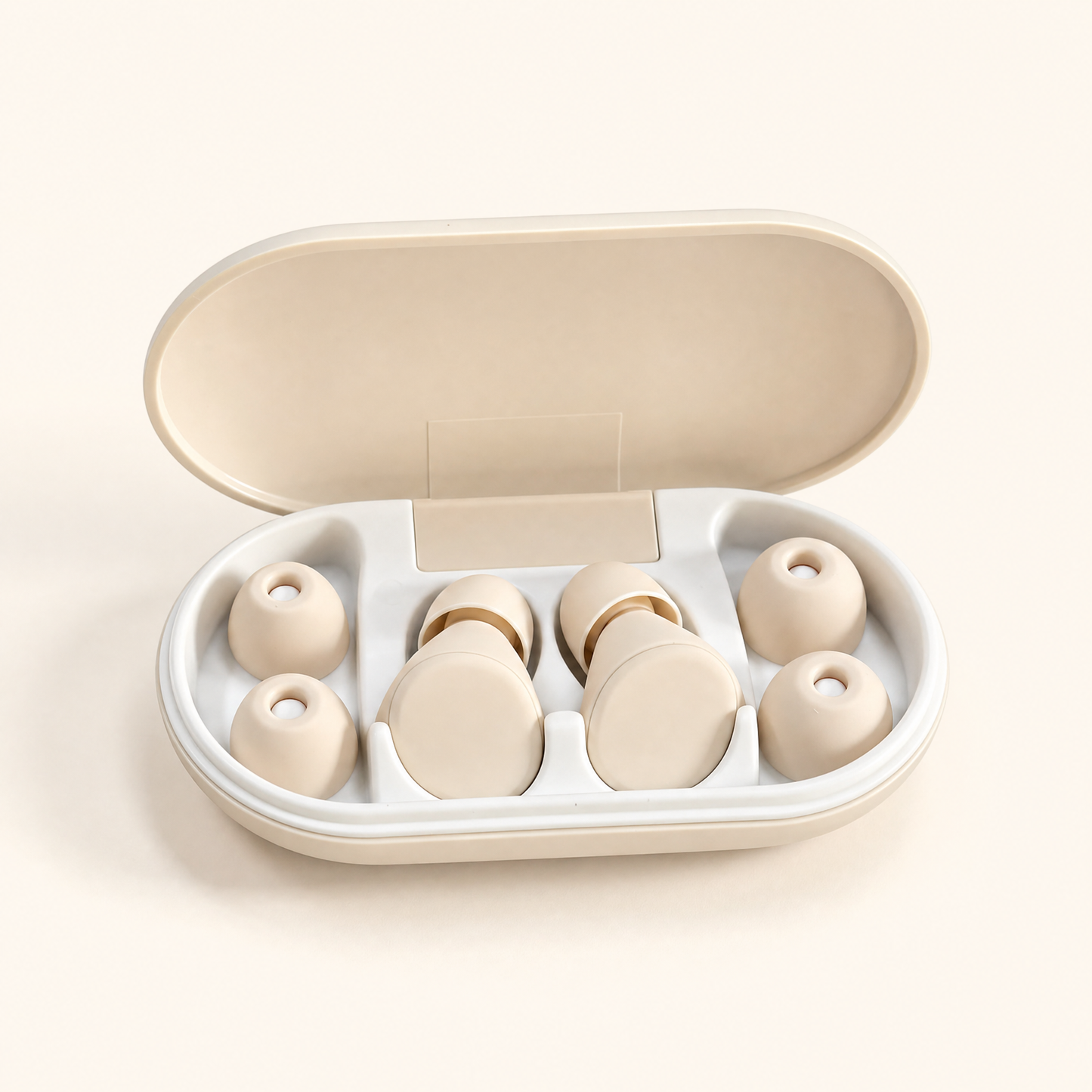 Kopflo Hush ivory noise-reducing sleep earplugs with case