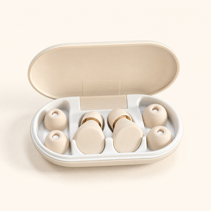 Kopflo Hush ivory noise-reducing sleep earplugs with case