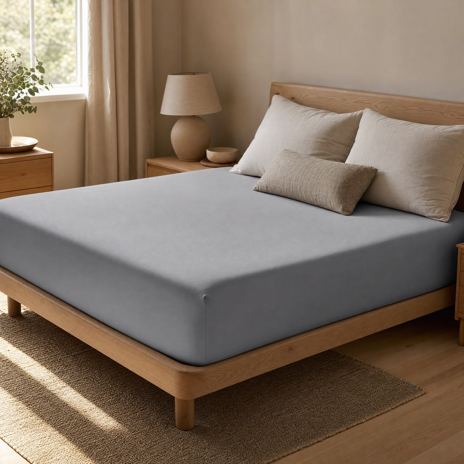 Beautifully made bed with the Kopflo Tuck fitted sheet