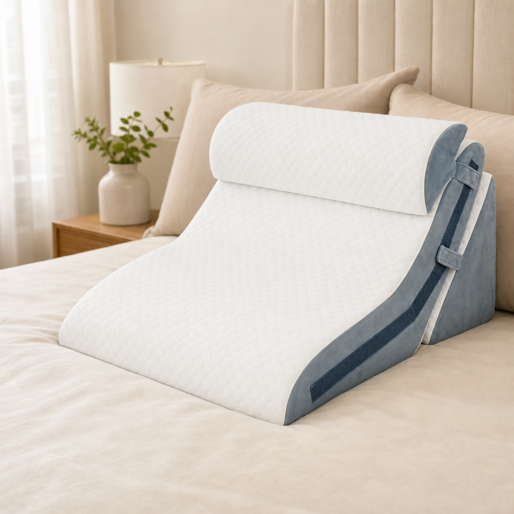 Kopflo Terrace 3-piece adjustable wedge system assembled on a bed